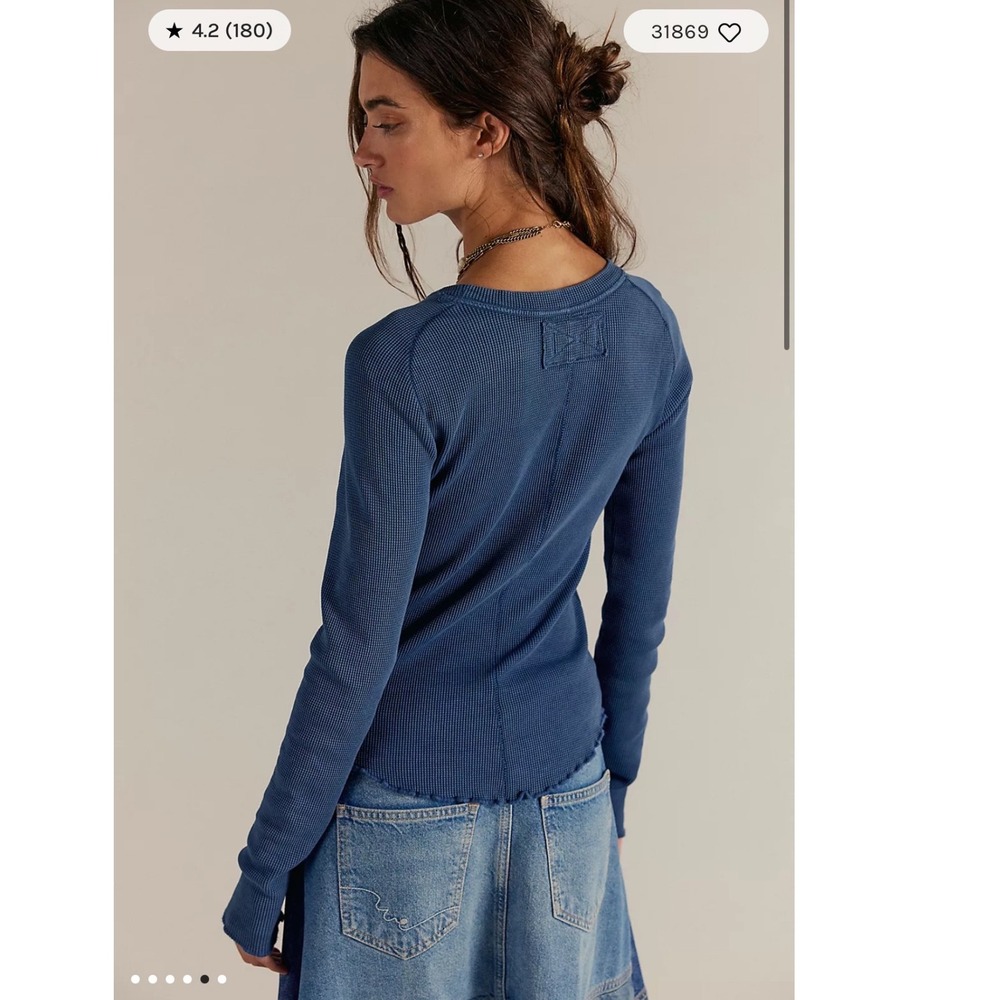 We The Free Free People Easy Does it Long Sleeve Tee Large thermal boho layered